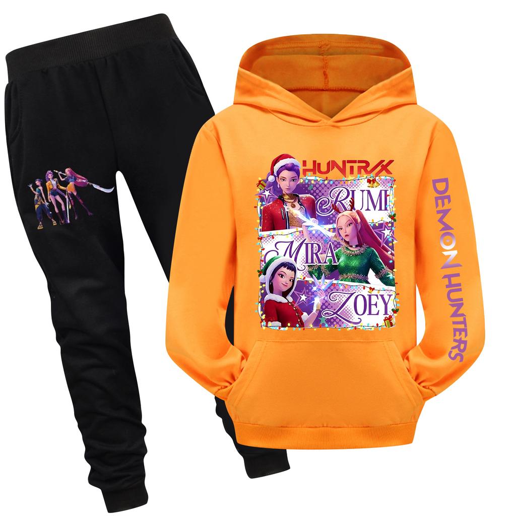 Children's Hooded Top And Pants Two-piece Tracksuit Set Long-sleeved Printed Sweatshirt Set