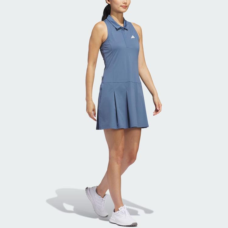 adidas Ultimate365 Tour Faltenkleid Einfarbig Logo Mit Shorts Ärmelloses Kleid Damen kleid Blau IP4182