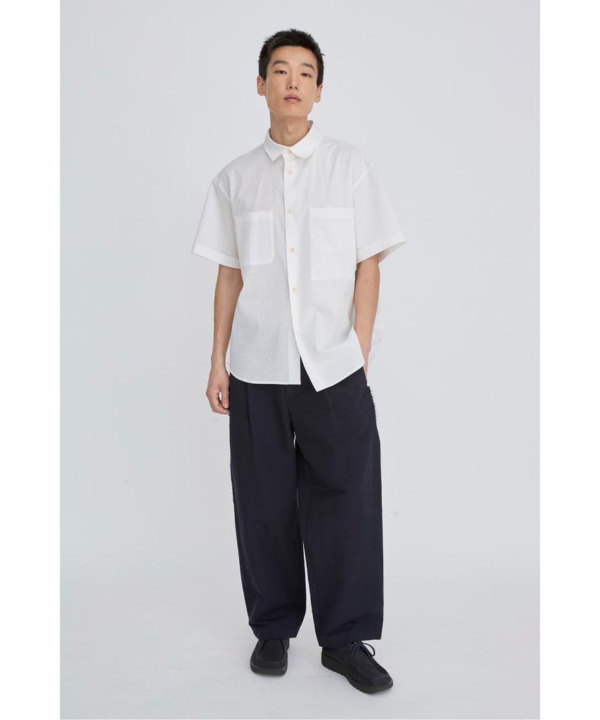 RECODE Split Short Sleeve Seersucker Shirt Rksam26614Whx
