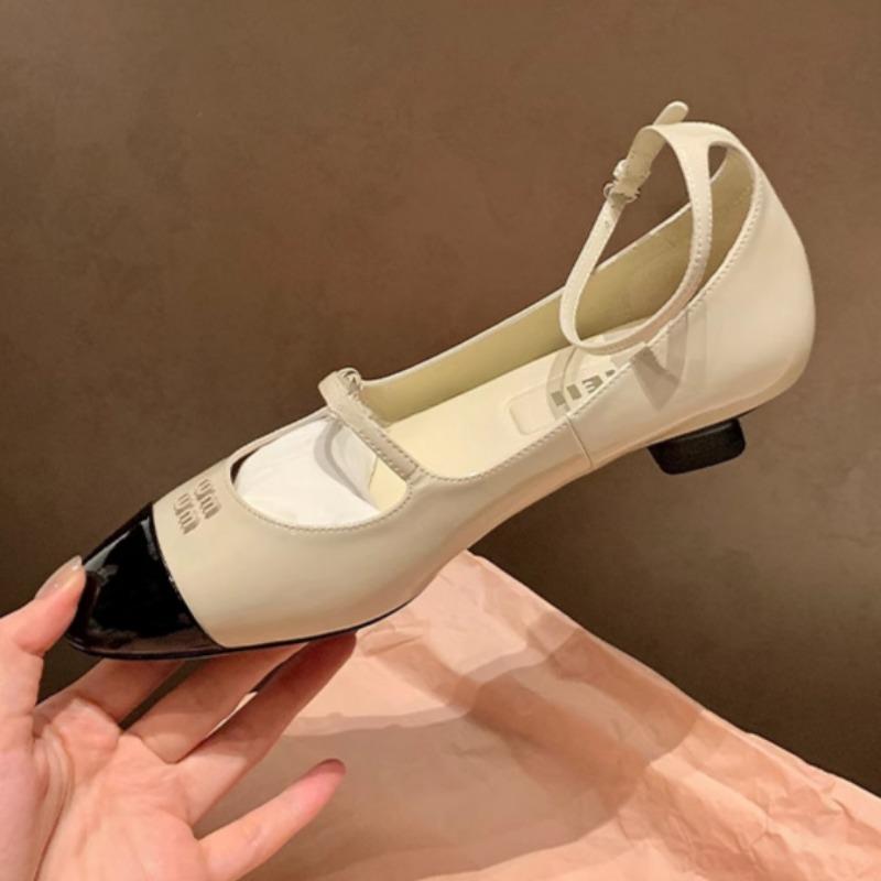 

Туфли Мэри Джейн на каблуке-рюмочке с пряжкой в стиле ретро для женщин 39 слоновая кость