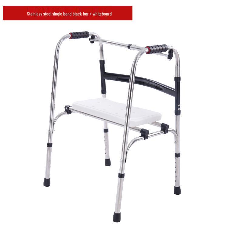Stainless Steel Rollator Walker with Seat and Wheels - Rehabilitation Support Frame