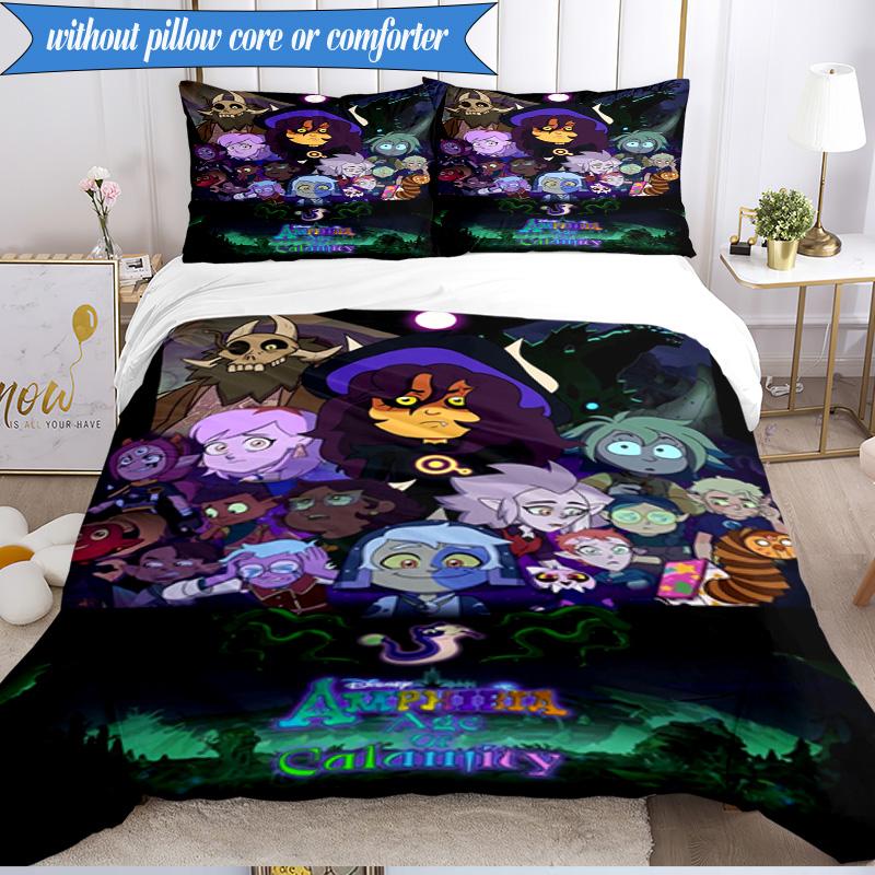 3PCS Owl Adventure In Colorful Land Bedding Set,Including 1pc Duvet Cover And 2pcs Pillowcases Perfect for Bedroom, Dormitory, Fan Christmas Gift