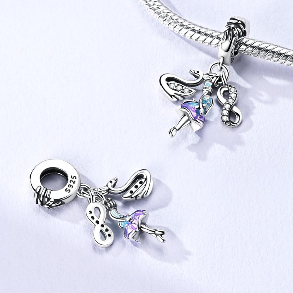 Swan Ballet Dancer Unlimited Pendant Copper Charms Pendant Fit For The Brand'S Diy Bracelet Women Jewelry Gifts