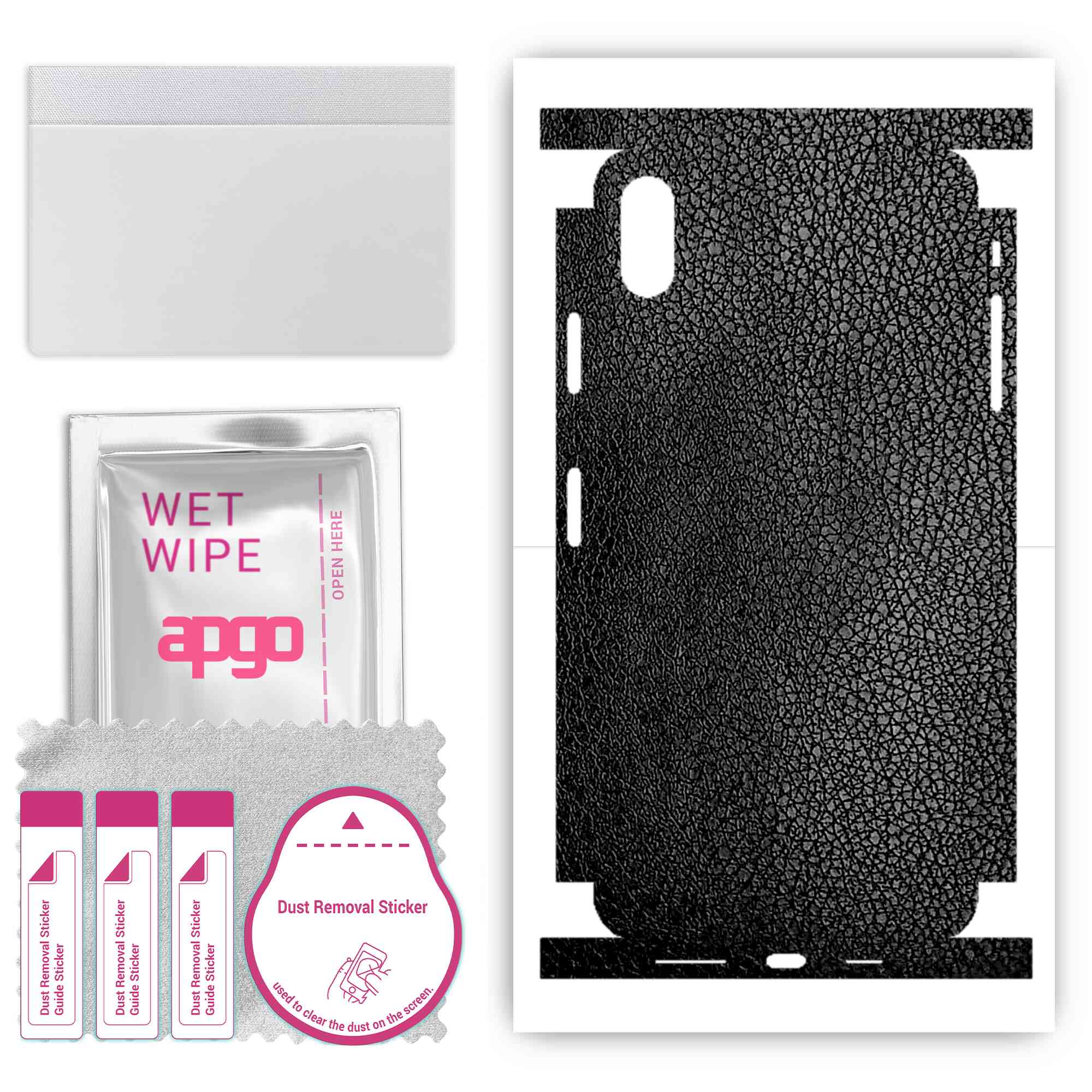

Apgo Protective Skin Sticker for the back+sides compatible with Apple iPhone XS Max, Full Wrap Film, Foil, Vinyl - Pattern Black Leather