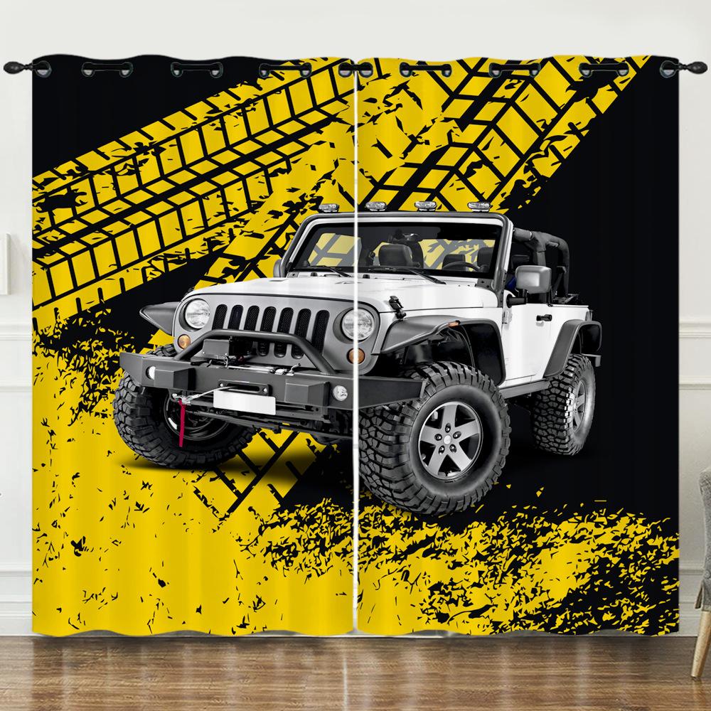 Curtain Car Off-Road Vehicle 3D Digital Printing Blackout Curtain Punching