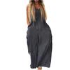 Women's Fashion Casual Loose Pocket V-Neck Colour Jumpsuit