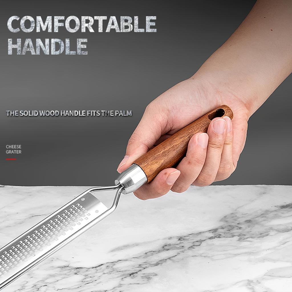 2pcs Stainless Steel Cheese Grater , Lemon Zester with Wooden Handle , Versatile Kitchen Tool for Vegetables, Fruits, Ginger, Chocolate