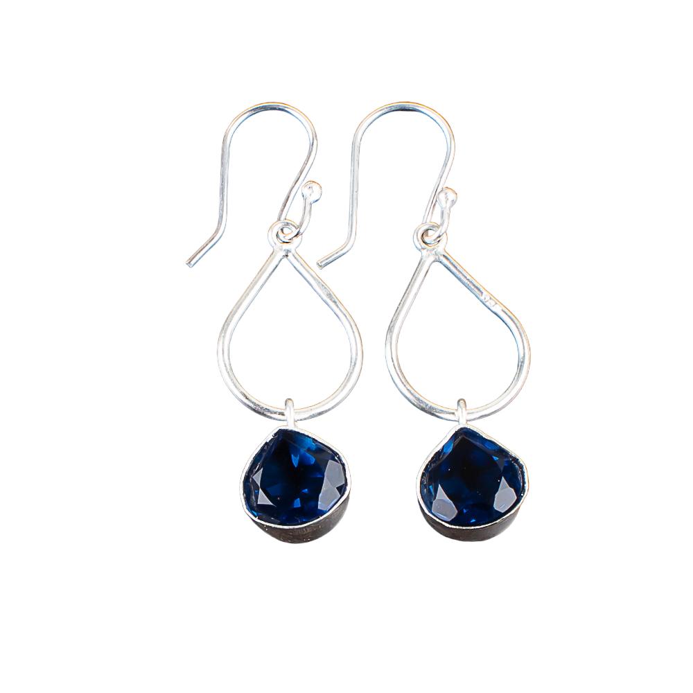 London Blue Topas Edelstein 925 Sterling Silber Schmuck Handgefertigte Ohrringe 1,90" EE-19-9