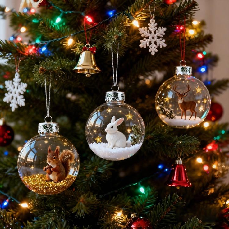 Christmas Wildlife Acrylic Ornament Set Efficient Shatterproof Decors Feature Detailed Animal Silhouettes Designs