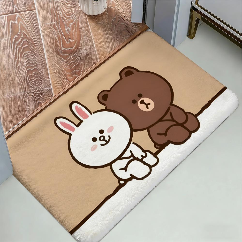 Anime L-LINE F-FRIENDS Floor Mat Cozy Flannel Soft Thick Non-Slip Mat For Living Room Bedroom Kitchen Decor Rugs