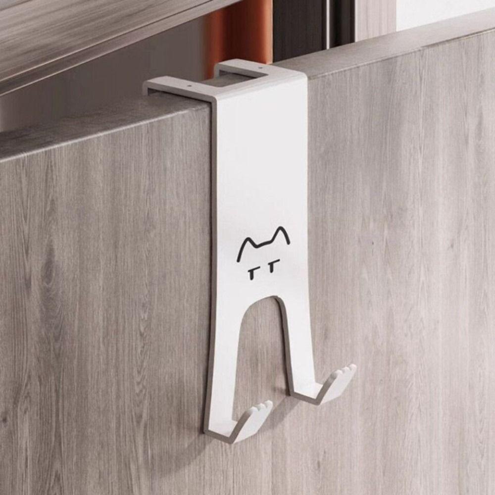Iron Hanging Coat Storage Hanger Silver Door Back Hook Creative Cat Storage Hook