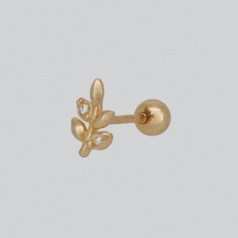 Youngglow 14k Leaf Cubic Piercing