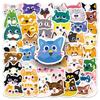 50 Cute Cat Head Graffiti Stickers for Phone Cases, Water Cups, and Journals