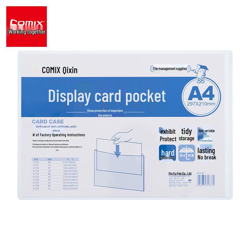 Comix A4 Rigid PP Display Pockets, 40-Pack
