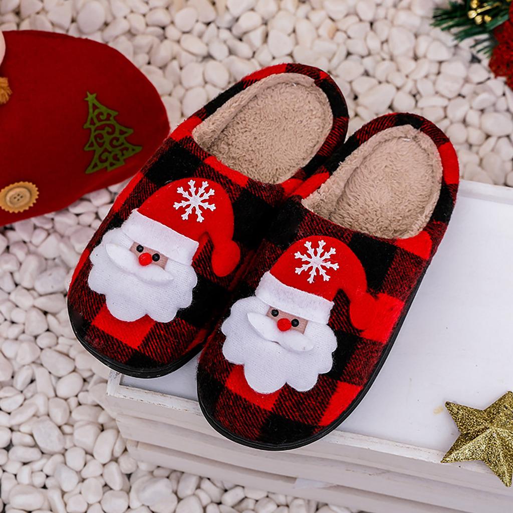 Christmas Cotton Slippers Winter Warm Couples Thick Sole Soft Sole Shoes Thickened Slip Slippers Moccasins Slippers for Women