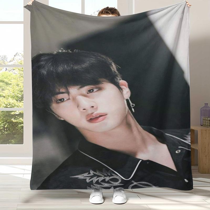 Kim Seok Jin Kpop B-BTS Flannel Blanket,Ultra Soft Warm Plush Throw for Home Bedroom Bed Sofa Cover Office Camping picnic gift