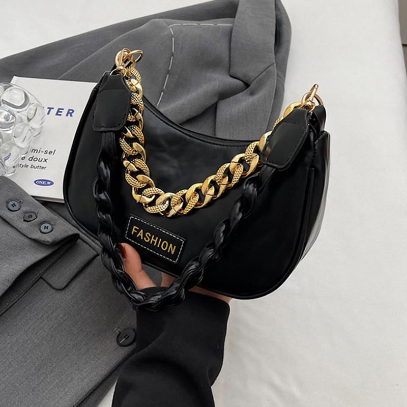 Stylish Underarm Bag With Trendy Street Style Pu Material Medium Square Bag For Women чёрный