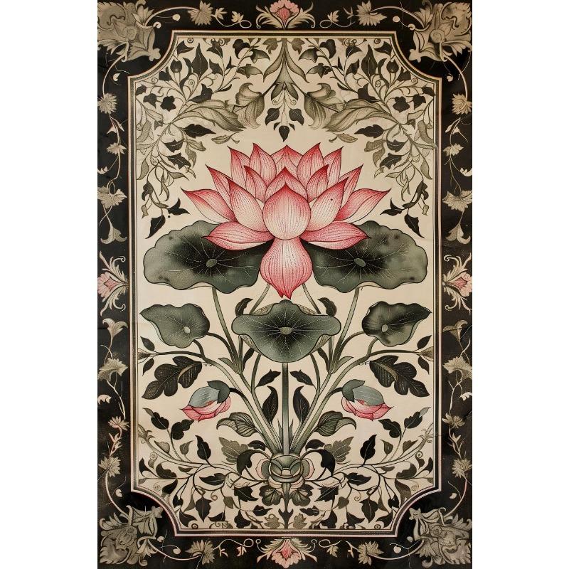 Modern Classic Flowers Pink Lotus Lndian Art Retro Posters Prints Canvas Painting Wall Art Picture Living Room Home Decor