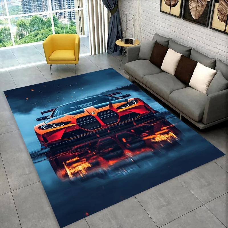 3D E36 Racing Car Motorcycle Rug Carpet for Living Room Bedroom Decor Kids Play for Sofa Doormat Gift  Non-slip Decoration