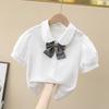 Girls' Long Sleeve White Shirt - Fashionable Korean Style for Children, Ideal for Spring and Autumn, Suitable for School Uniforms