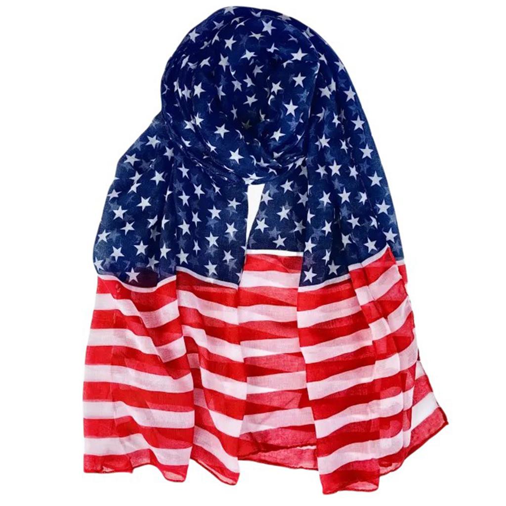 Stylish Scarf Shawl Neckerchief Head Scarf Star Print for Independence Day Star Headscarf, Versatile and Soft