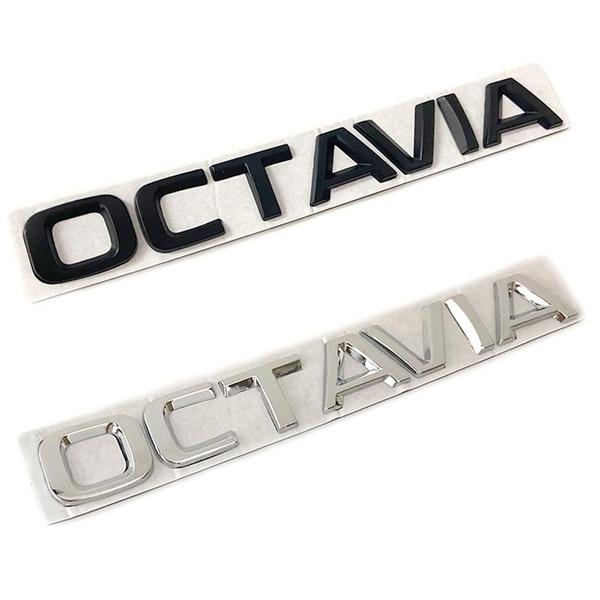 3D kovová vysokokvalitná nálepka na auto Octavia Štýlové písmená Slová Označenie pre zadný kufor Odznak Logo Nálepka Emblém Auto príslušenstvo