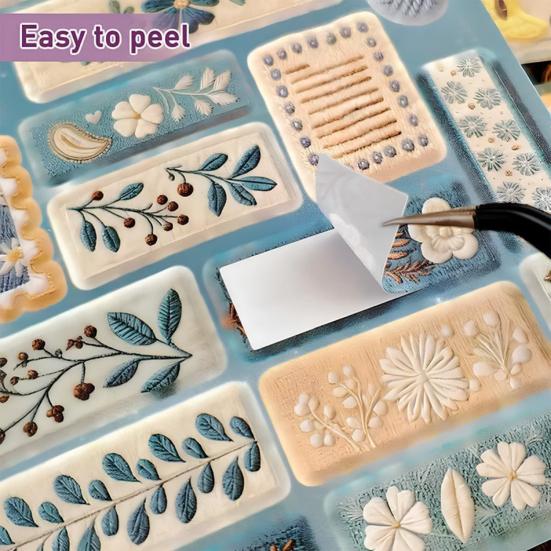 Kniha samolepek Realistická výšivková textura Samolepky Obsahuje 680 ks Roztomilé výřezové samolepky pro deníky Scrapbooking Plánovače