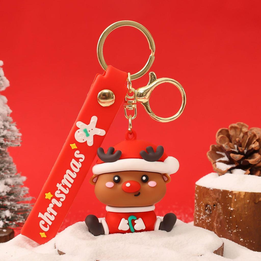 Niedlicher Cartoon Weihnachts Schneemann Gummi Schlüsselanhänger - Weicher Anhänger für Schlüssel oder Taschen