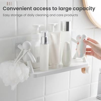 Mini Figures Storage Rack Cartoon Wall-Mounted Organizer Punch-Free Wall Storage Shelf for Kitchen Bathroom Living Room