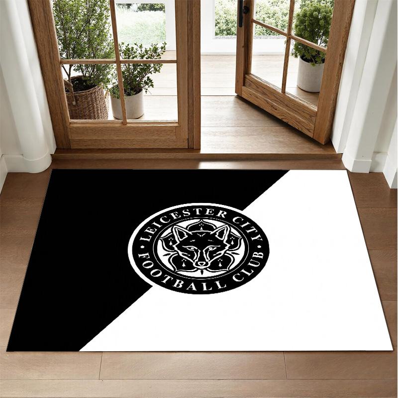 Leicester City Football Design Crystal Velvet Rug Soft Decorative Mat for Bedroom Entrance