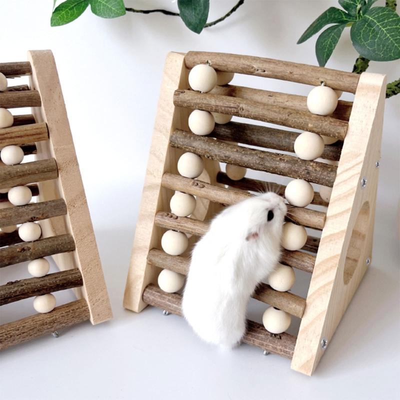 Exercise Climbing Ramp Wood Hamster Hideouts Climbing Toy With Natural Cool for Hamsters Small Pet Cage Enrichment