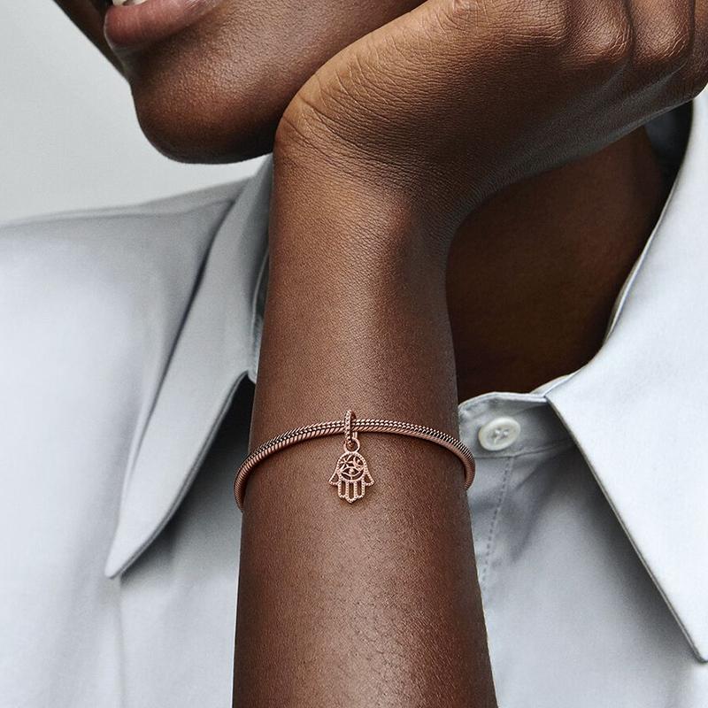 Sparkling Hamsa, All-Seeing Eye & Feather Three-Sided Charm Beads Fit Original Bracelets Accessories Diy Jewelry Gifts