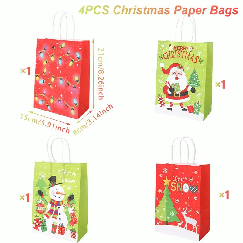 Christmas Kraft Paper Gift Bags Xmas Candy Cookies Gift Tote Bag Christmas Decoration 2025 for Home Navidad Noel New Year 2025