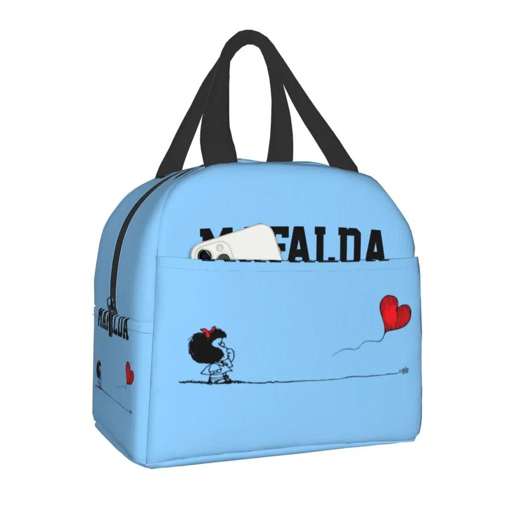 Mafalda Quino Comics Thermal Insulated Lunch Bag Resuable Lunch Box for Women Kids Outdoor Camping Travel Food Storage Bags