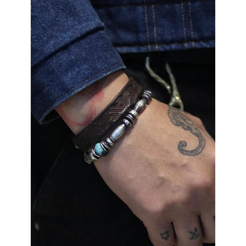 'stubborn Stone' Snake Bone Bracelet American Turquoise Nomad Style Retro Jewelry