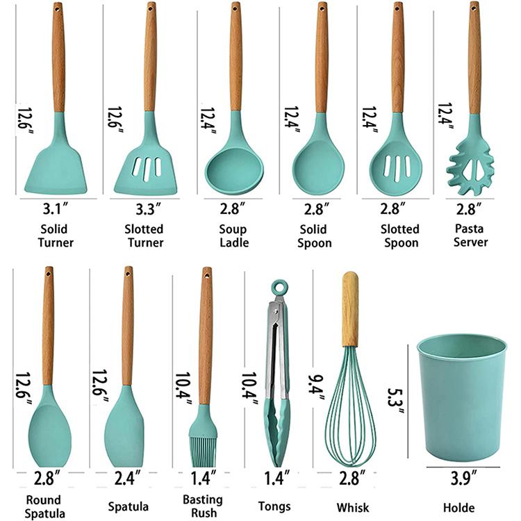 Top Seller 12 Pcs Kitchen Accessories Cooking Tools Kitchenware Silicone Kitchen Utensil Sets With Logo