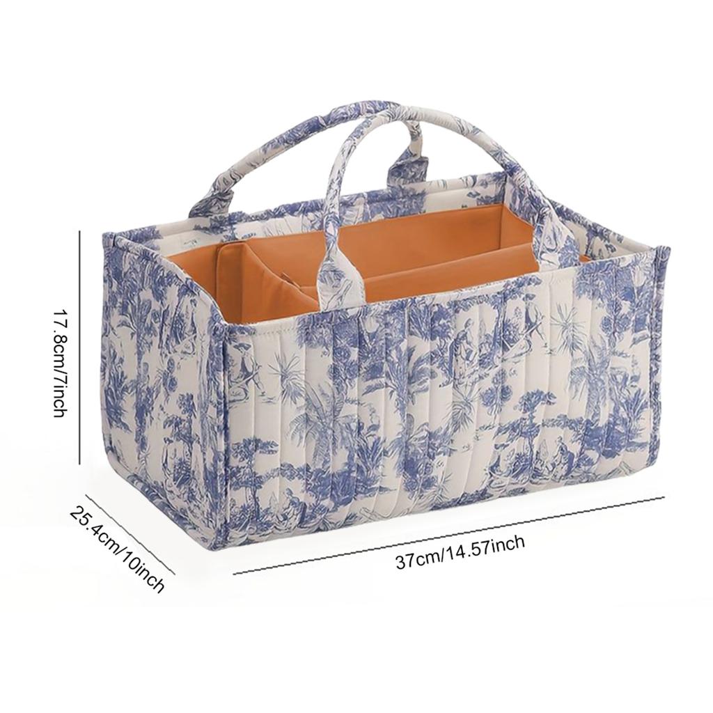 Portable Baby Diaper Caddy Organizer Quilted Floral Foldable with Dividers Nursery Storage Tote for Changing Table Car Travel