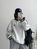 Women's Stand Collar Long Sleeve Zip Up Jacket Loose Fit Striped Embroidery Sweatshirt Baseball Outerwear