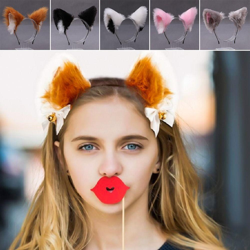 

Обручи для волос с кошачьими ушками, повязки на голову с пушистыми животными, модная повязка для волос на Хэллоуин