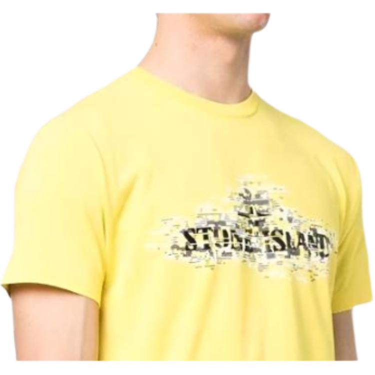 Stone Island Ss23 Solid Color Pique Effect Printed Short Sleeve T-Shirt Men Tops Yellow 78152NS90-V0030