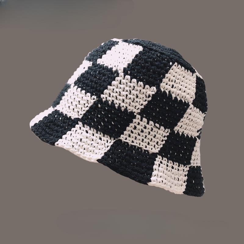Korean Retro Stripe Handmade Crochet Bucket Hats Autumn and Winter Y2k Fisherman's Cap Women Tassel Colored Wool Hats