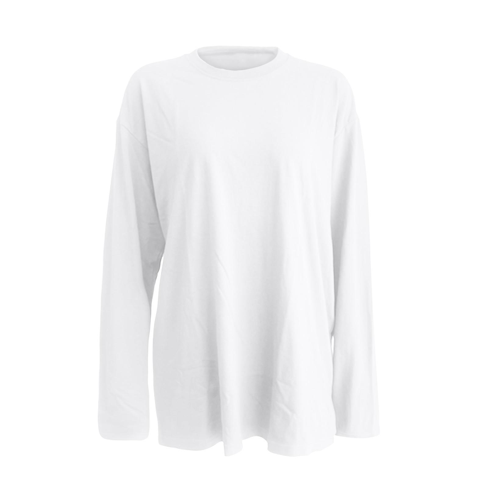 

Футболка с длинными рукавами на весну и осень, женская, свободный топ ручной работы S белый