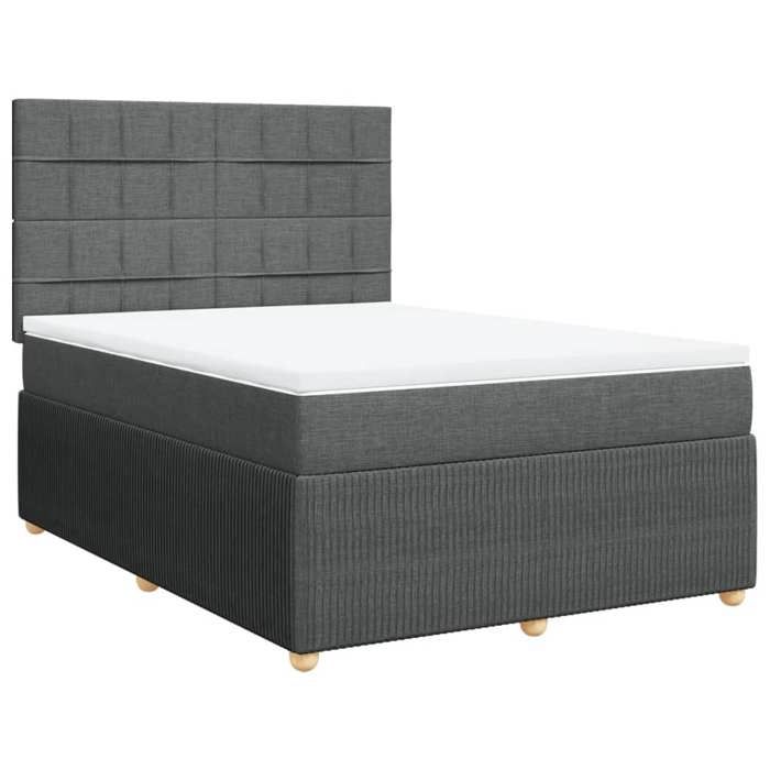 VidaXL Sommier à lattes de lit avec matelas Gris foncé 140x190cm Tissu 3294352