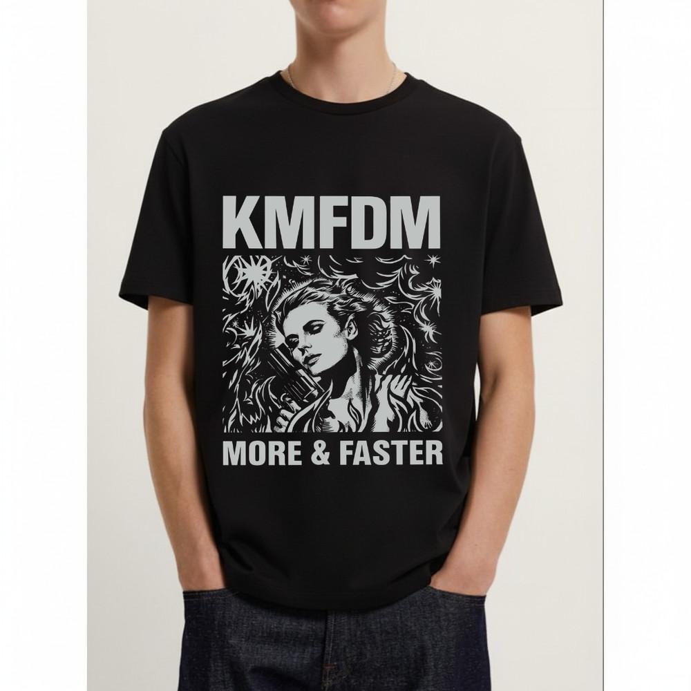 Vintage KMFDM More amp Faster Black Cotton Unisex T-ShirtAll Sizes Unisex T-Shirt L