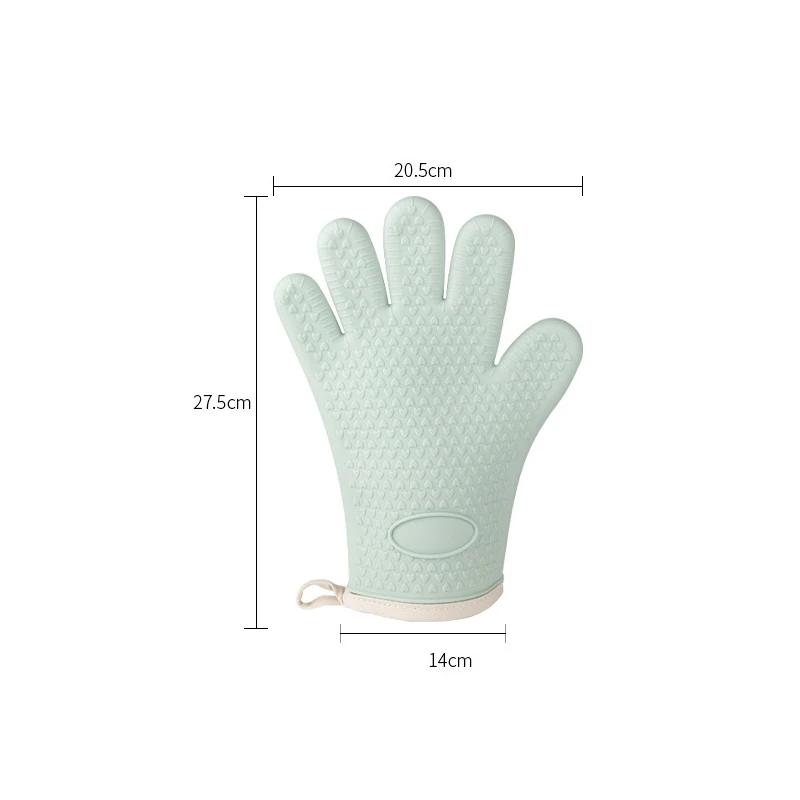 2PCS Silicone Oven Mitts Heat Resistant 450 Degrees Oven Glove Non-Slip Oven Gloves with Fingers Cotton Lined Kitchen Mitts