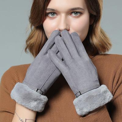 Warme Handschuhe Winter Wildlederhandschuhe Haar Mund Outdoor Reiten Touchscreen Fleece verdickt