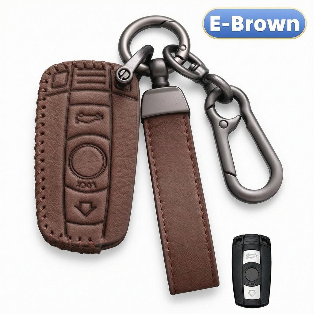 For Bmw Leather Key Cover E46 E53 E60 E70 E71 E83 E87 E90 3 5 6 7 Series X3 X5 X6 Z4 Remote Key Fob Case Protector