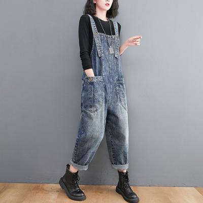 Halter Παντελόνι Artsy Τζιν Ζαρτιέρες Γυναικείες ρετρό συν μέγεθος φαρδύ παντελόνι φαρδύ Μόδα Casual παντελόνι Haren Καλοκαίρι και Φθινόπωρο