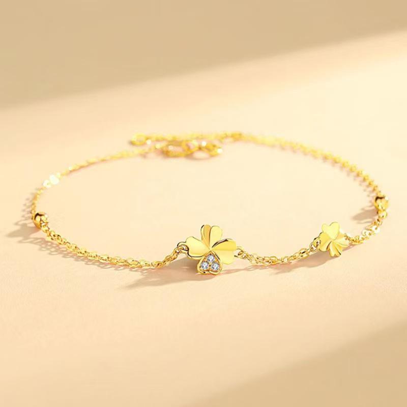 

Four-Leaf Clover Sand Gold Diamond Bracelet for Women - Exquisite, High-End Gift for Girlfriend