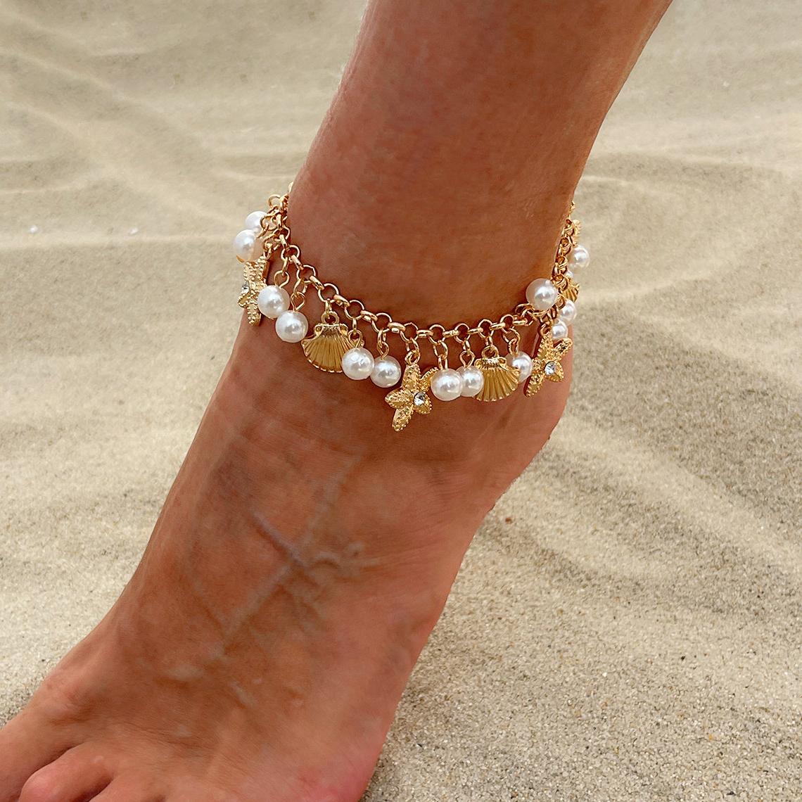 

Ingemark Boho Starfish Scallop Tassel Pendant Anklet for Women Summer Beach Vintage Metal Chain Barefoot Ankle on Leg Jewelry